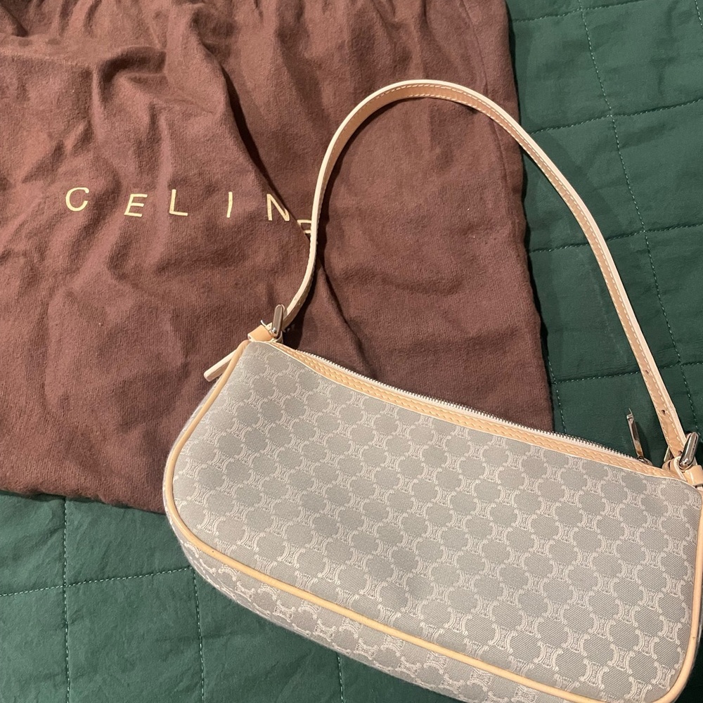 Vintage rare authentic Celine pouchette baby blue bag